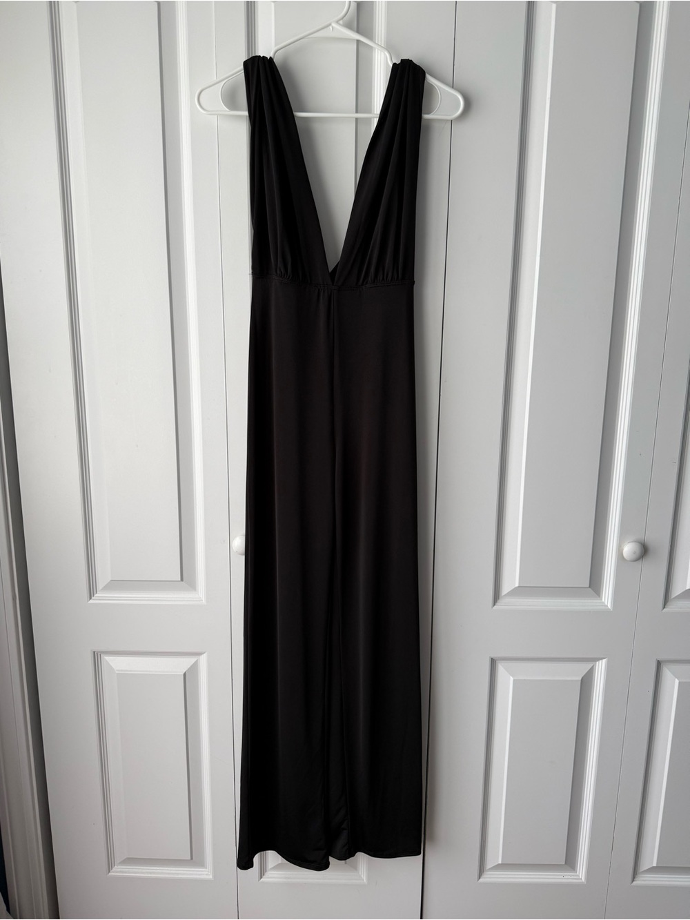 Blue Blush Black Deep V Jumpsuit